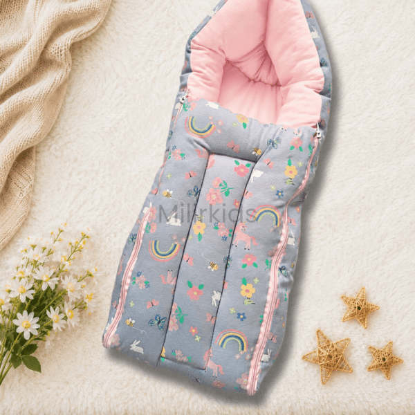 Unicorn rainbow baby carry nest for newborn soft and travel friendly