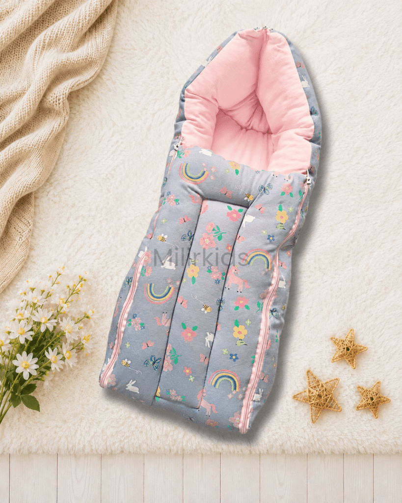 Unicorn rainbow baby carry nest for newborn soft and travel friendly