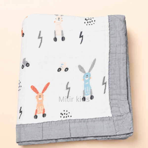 Baby Muslin Blanket – Bunny Adventure