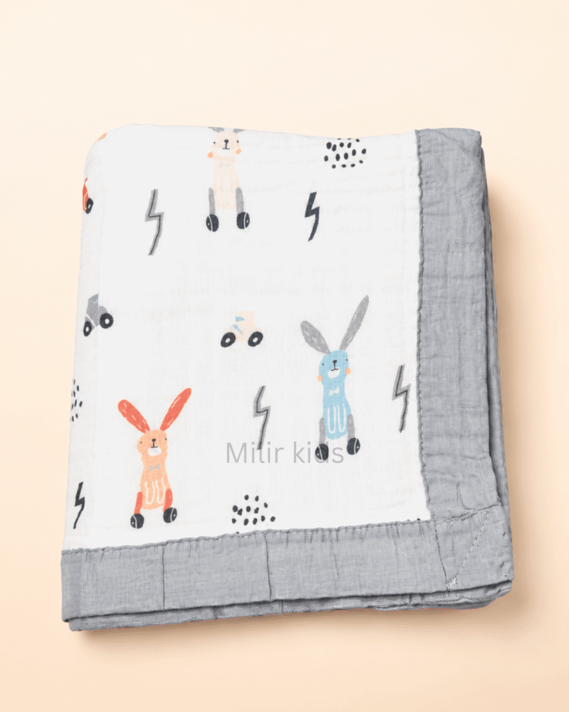 Baby Muslin Blanket – Bunny Adventure