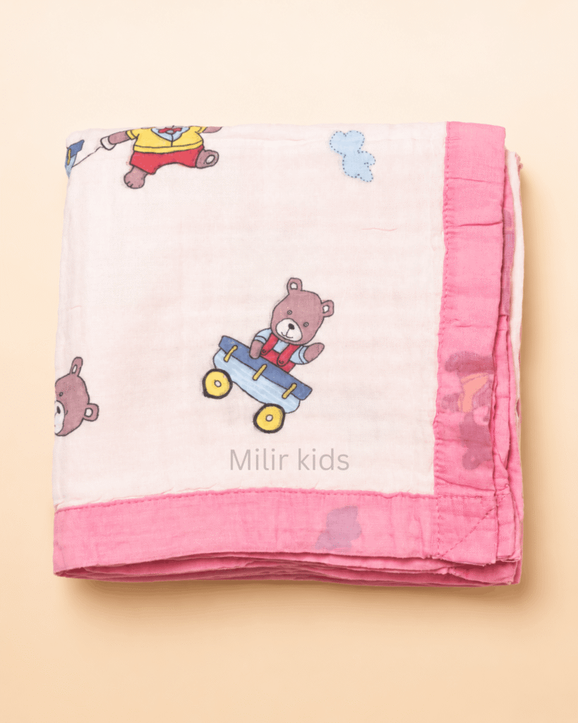 Baby Muslin Blanket – Playtime Teddy