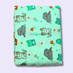 Green colour Cotton cradle cloth 3.5m stitched with animals print