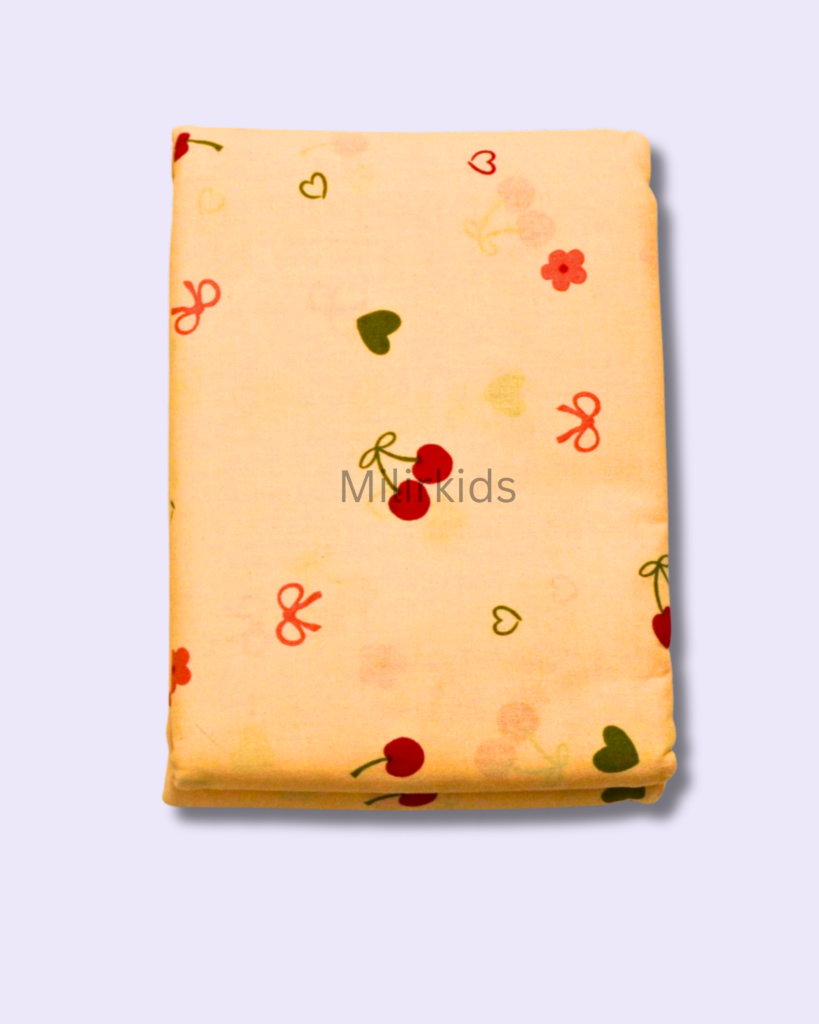 Orange colour Cotton cradle cloth 3.5m stitched with cherry print