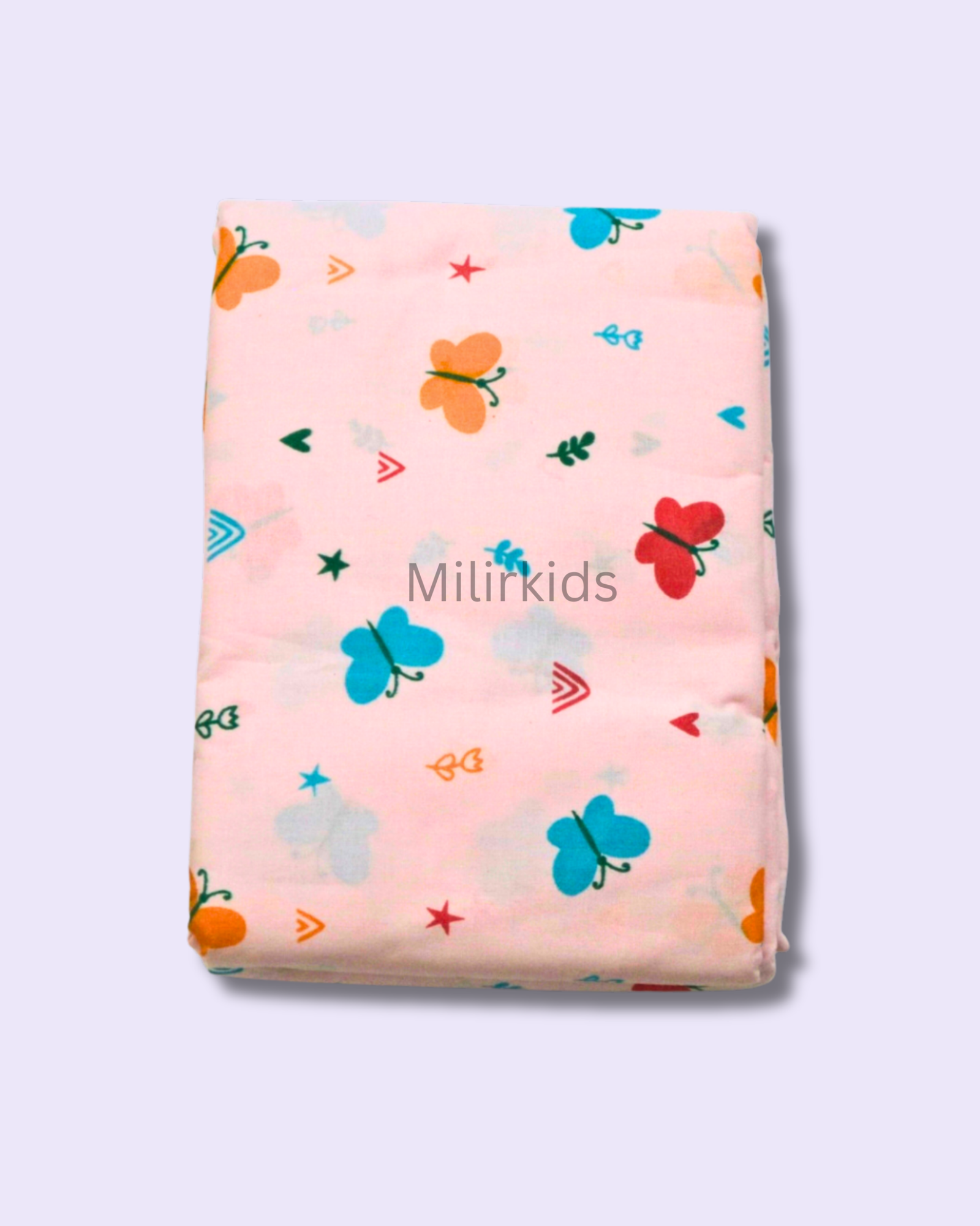 Pink colour Cotton cradle cloth 3.5m stitched with butterflies print