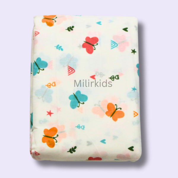 White Cotton cradle cloth 3.5m stitched with butterflies print