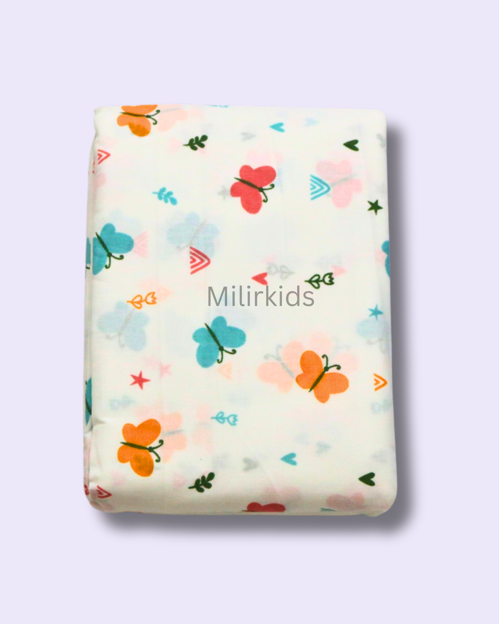 White Cotton cradle cloth 3.5m stitched with butterflies print