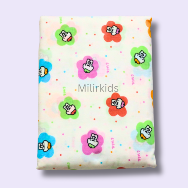 White Cotton cradle cloth 3.5m stitched with cute puppy print