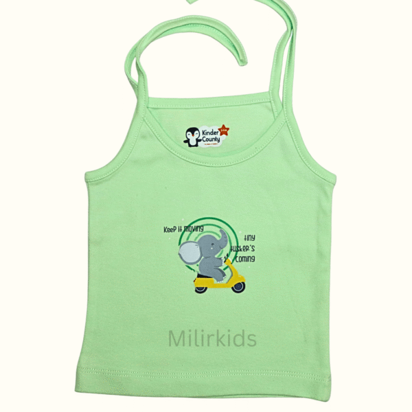 Mint Green Cotton Knot Jabla with Elephant Scooter Print for Baby