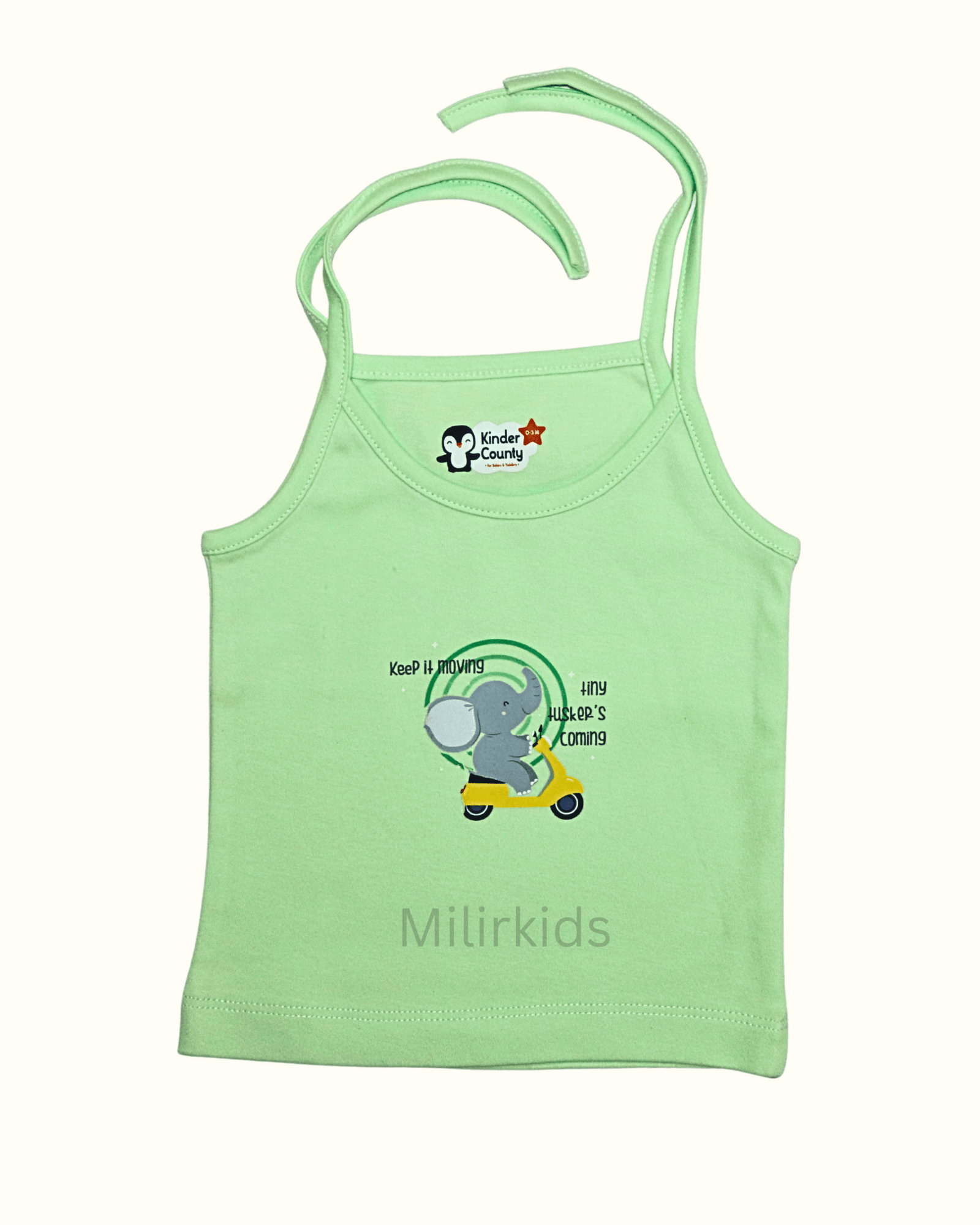 Mint Green Cotton Knot Jabla with Elephant Scooter Print for Baby