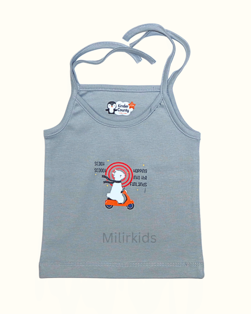 Grey Cotton Knot Jabla with Lamb Scooter Print for Infant