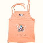 Peach Orange Cotton Knot Jabla with Raccoon Bicycle Print for Baby