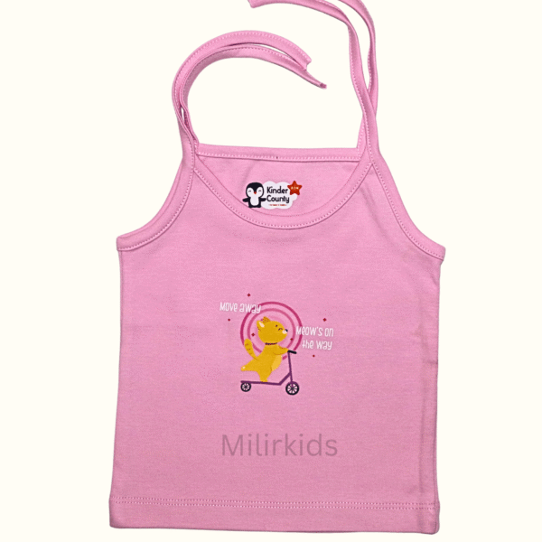 Baby Pink Cotton Knot Jabla with Cat Scooter Print for Infant