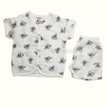 Muslin half sleeve front open jabla with shorts koala print