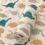 Muslin Swaddle Blanket – 130 × 110 cm – Dinosaur Silhouette