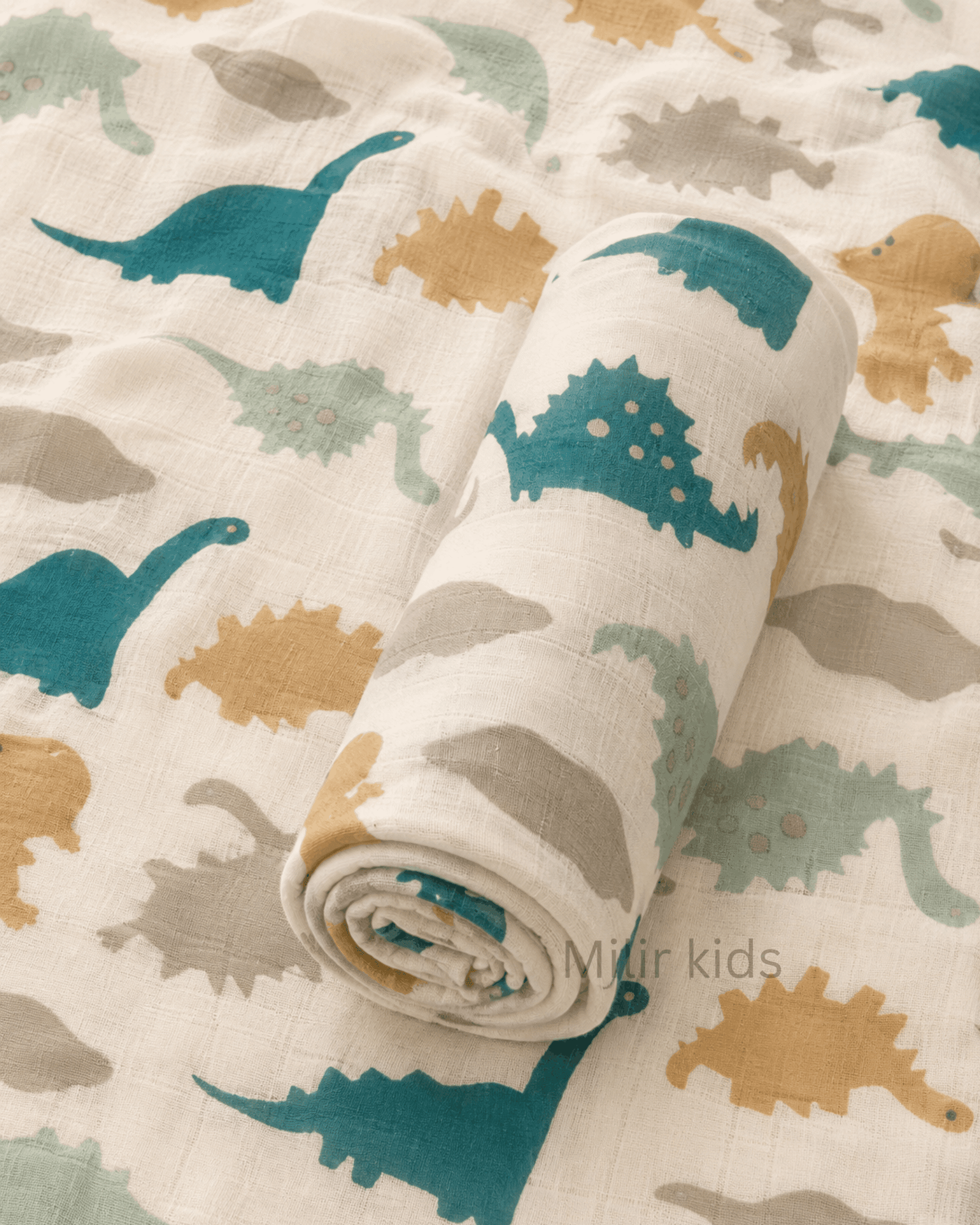 Muslin Swaddle Blanket – 130 × 110 cm – Dinosaur Silhouette Muslin Swaddle Blanket – 130 × 110 cm – Dinosaur Silhouette