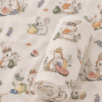 Muslin Swaddle Blanket – 130 × 110 cm – Fruit Garden Friends