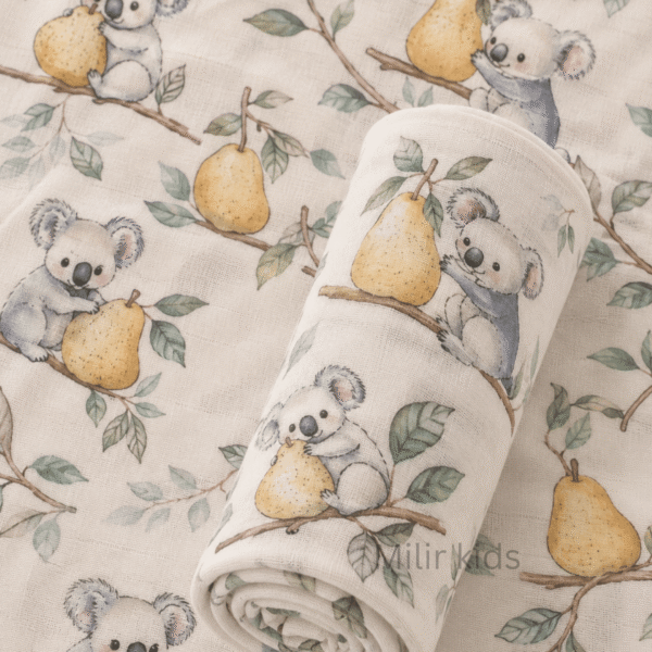 Muslin Swaddle Blanket – 130 × 110 cm – Koala & Pear
