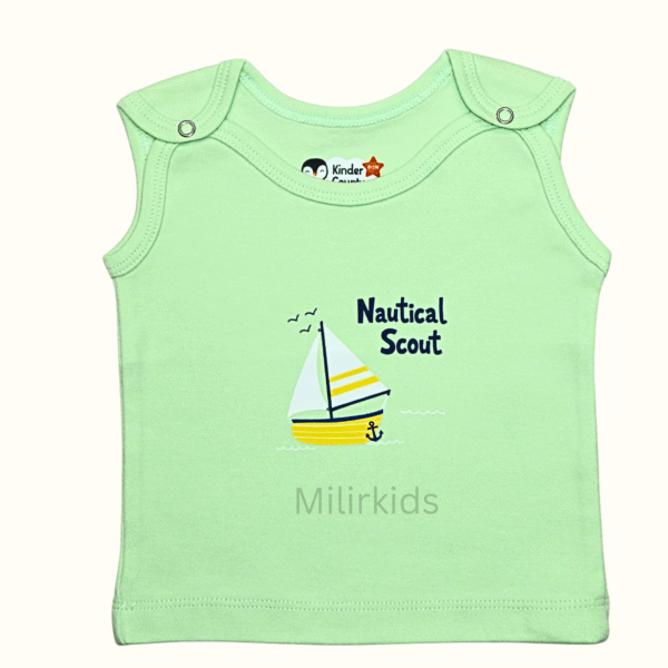 sleeveless shoulder button jabla -green