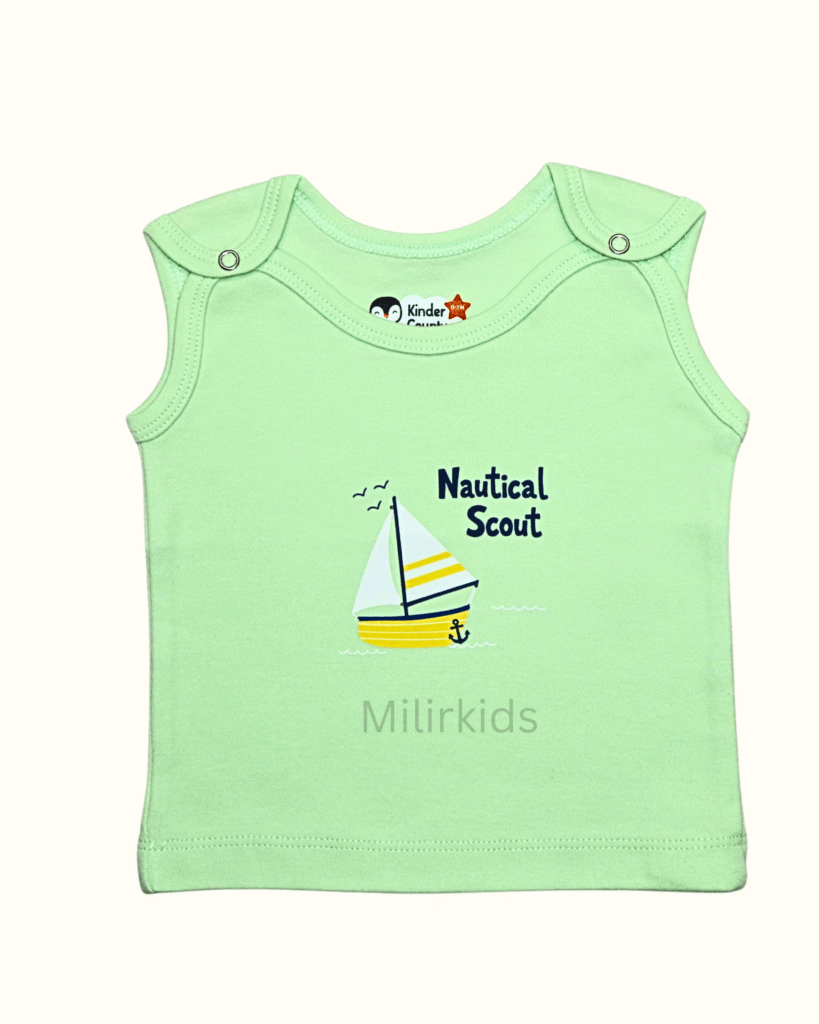 sleeveless shoulder button jabla -green