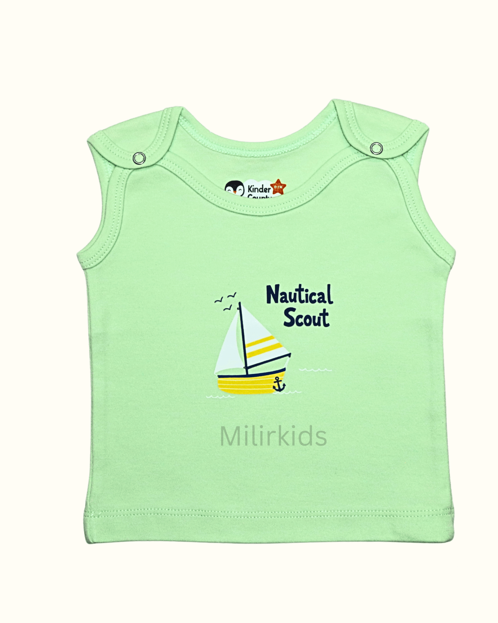 Shoulder button jabla - Green sleeveless shoulder button jabla -green