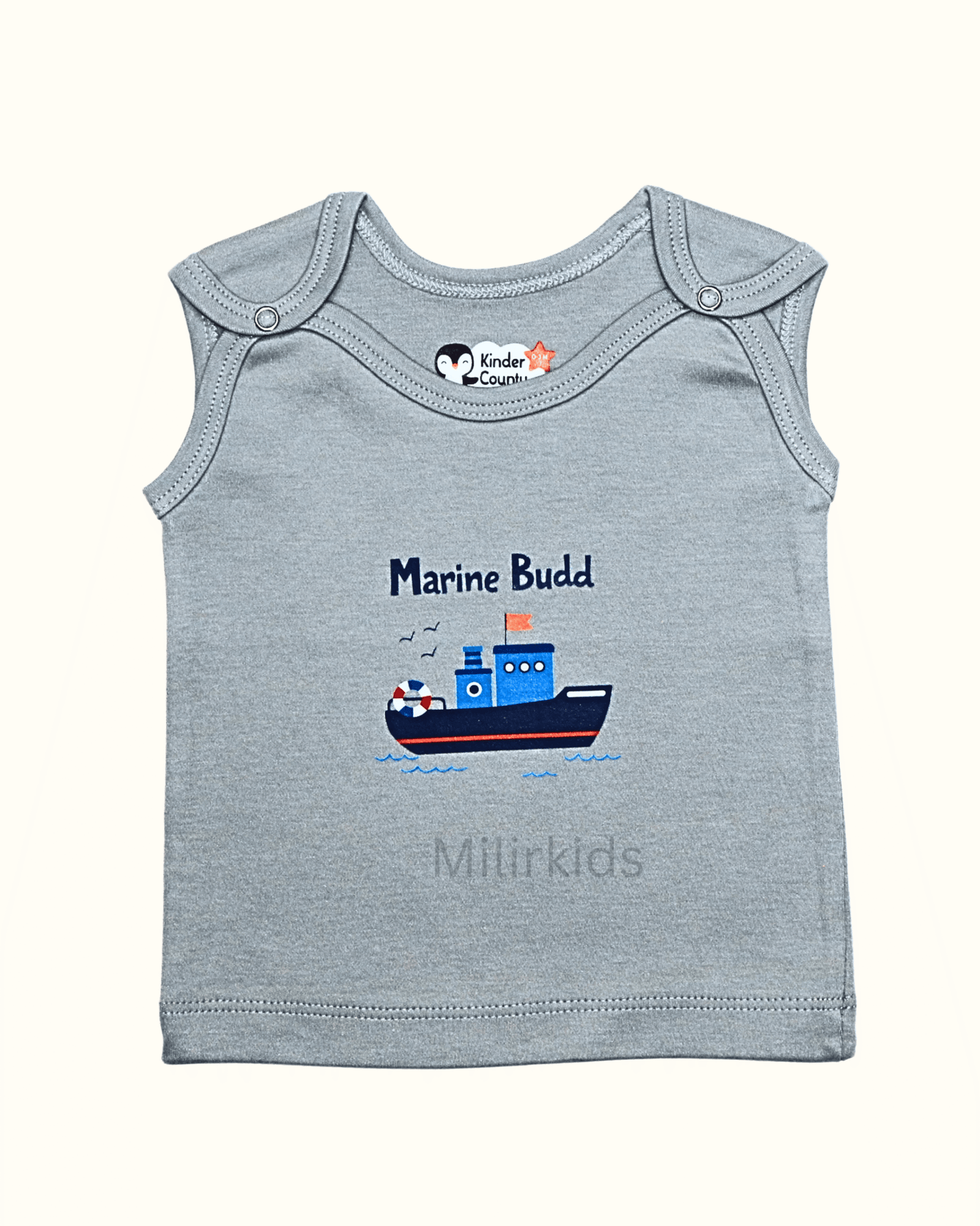 Shoulder button jabla -Grey sleeveless shoulder button jabla -grey