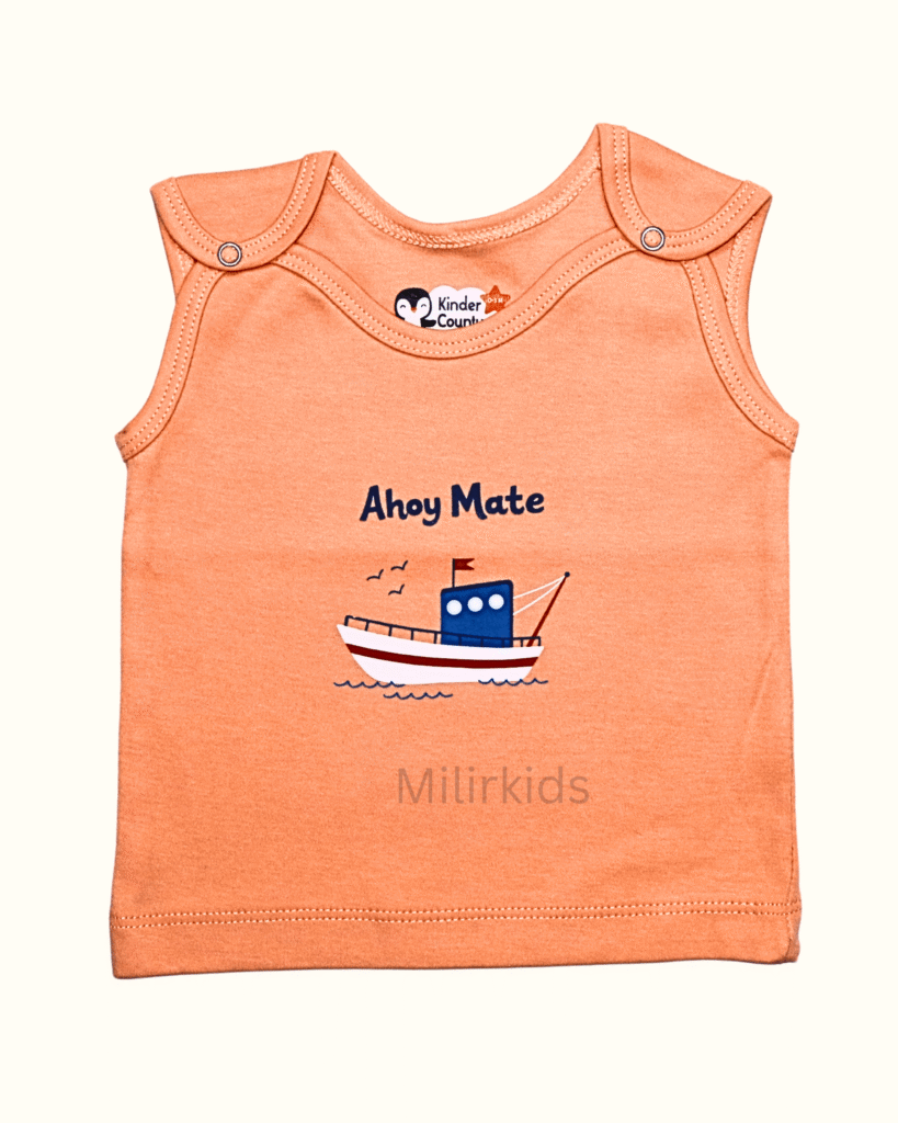 sleeveless shoulder button jabla -orange