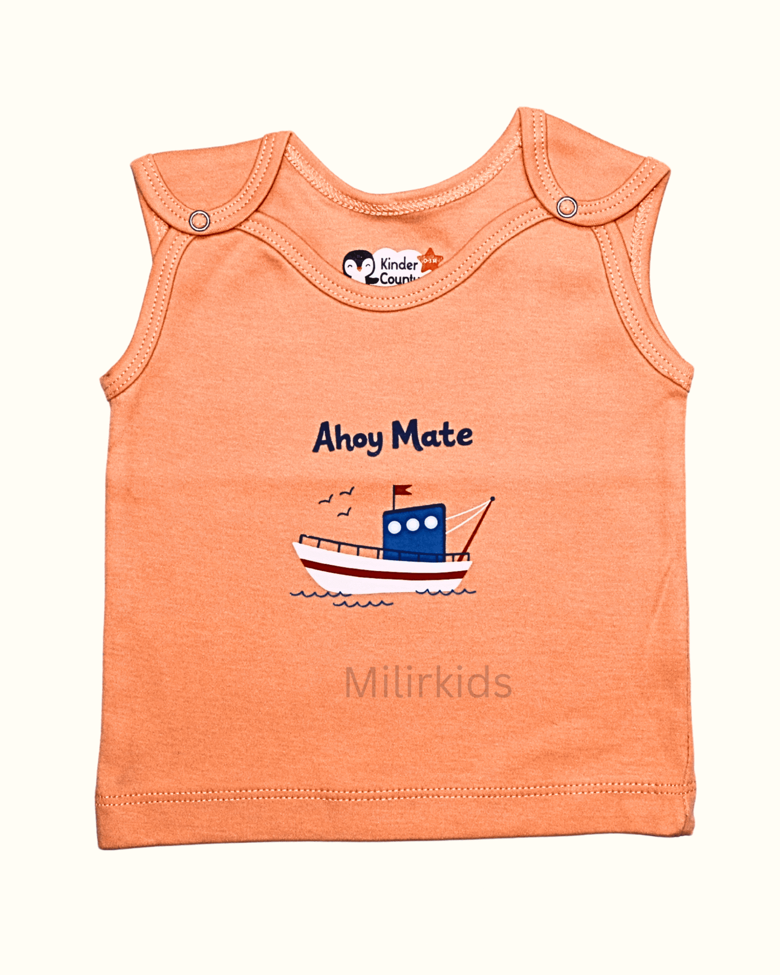 Shoulder button jabla - Orange sleeveless shoulder button jabla -orange