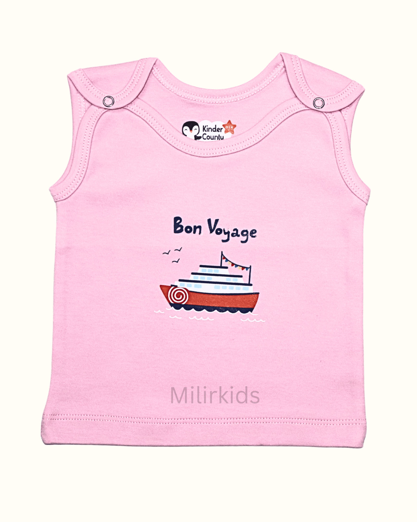 Shoulder button jabla - Pink sleeveless shoulder button jabla -pink