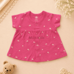Baby Girls Floral Print Cotton Front Open Frock made from soft 100% cotton for newborns and infants.
