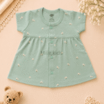 Baby Girls Floral Print Cotton Front Open Frock made from soft 100% cotton for newborns and infants.