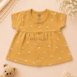 Baby Girls Floral Print Cotton Front Open Frock made from soft 100% cotton for newborns and infants.