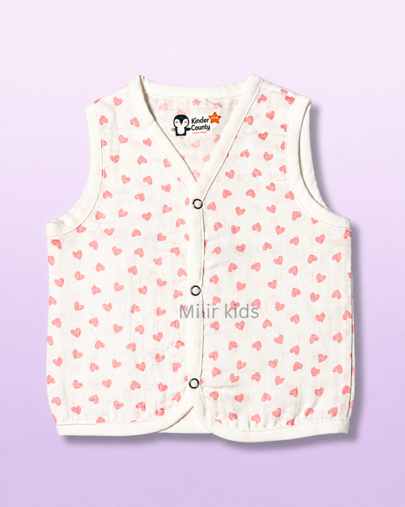 100% Cotton Muslin Baby Jabla Blush Hearts Print for Newborns