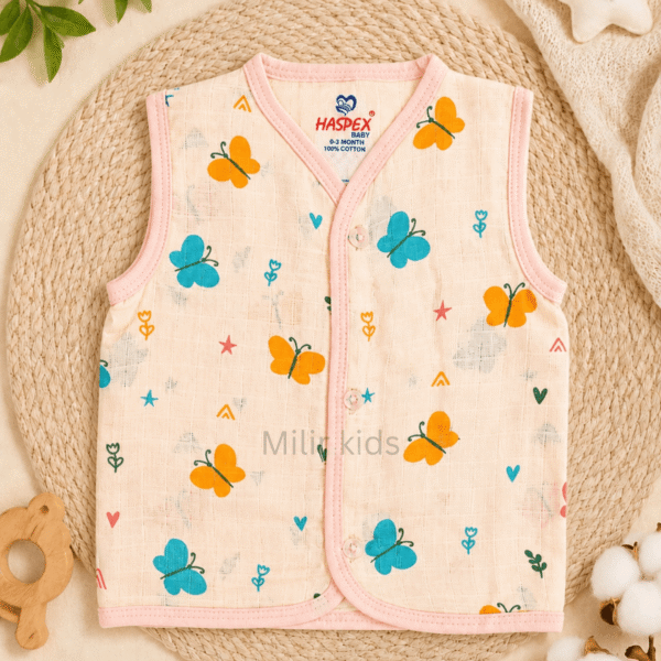 Baby Muslin Jabla Butterfly Garden Print 100% Cotton Newborn Vest