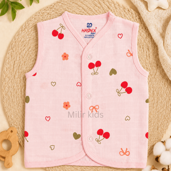 Baby Muslin Jabla Cherry Blossom Print 100% Cotton Newborn Vest