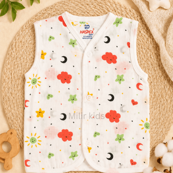 Baby Muslin Jabla Dreamy Clouds Print 100% Cotton Newborn Vest