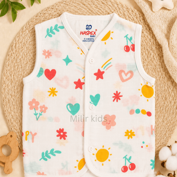 Baby Muslin Jabla Happy Bloom Print 100% Cotton Newborn Vest