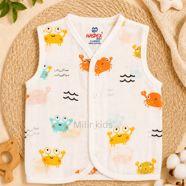 Baby Muslin Jabla Happy Sea Friends Print 100% Cotton Newborn Vest