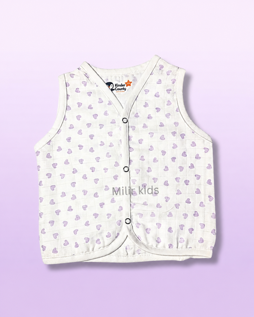 100% Cotton Muslin Baby Jabla Lavender Hearts Print for Infants