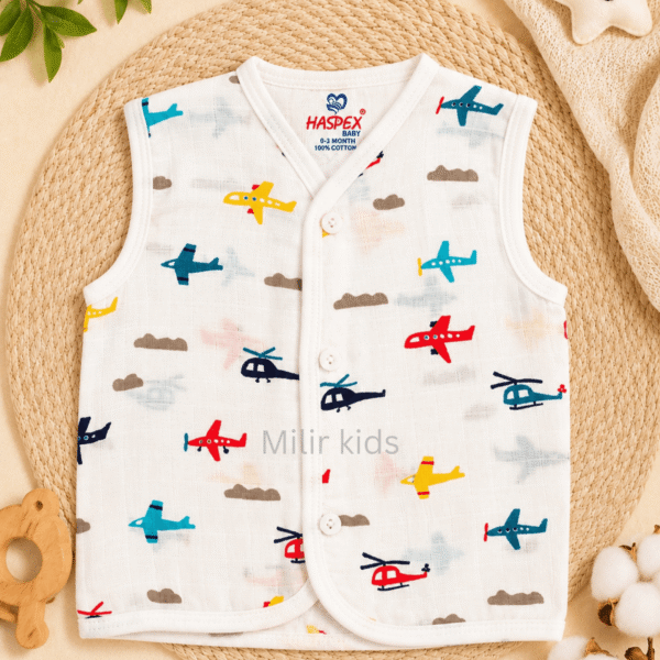 Baby Muslin Jabla little aviator Print 100% Cotton Newborn Vest