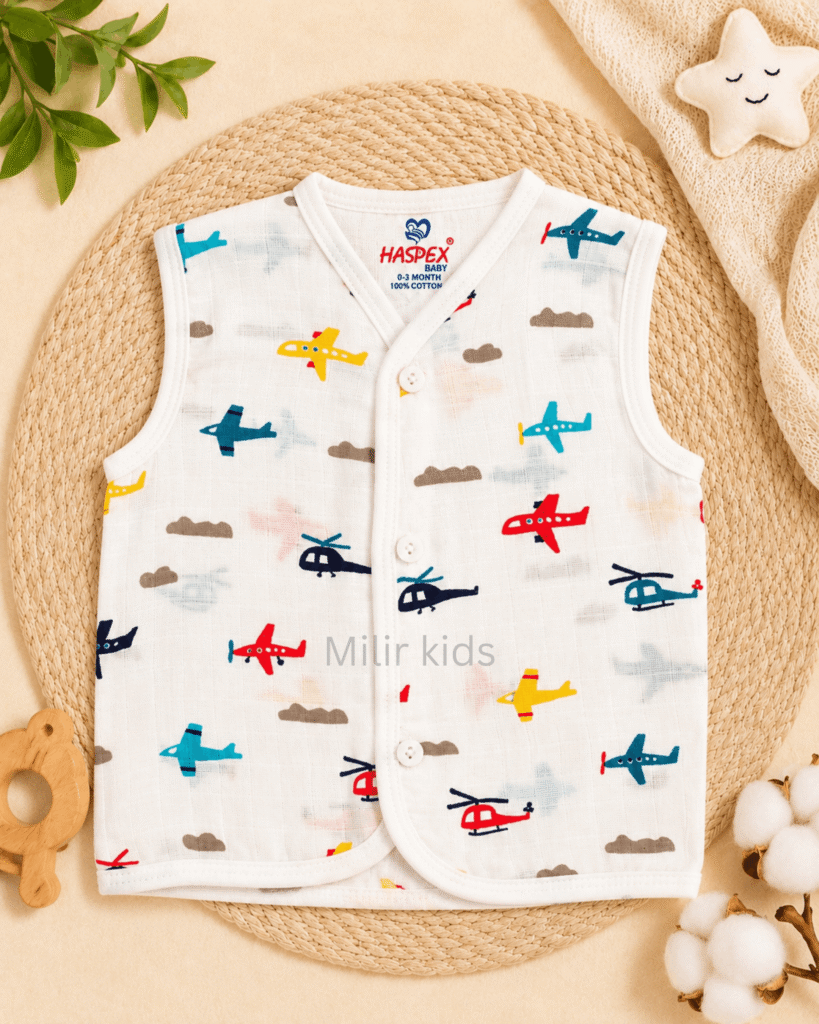 Baby Muslin Jabla little aviator Print 100% Cotton Newborn Vest