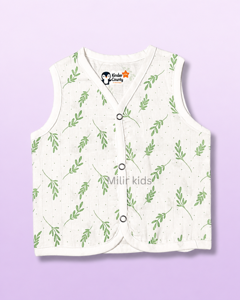 100% Cotton Muslin Baby Jabla Olive Leaves Print for Babies