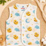 Baby Muslin Jabla Sleepy Moon Kitty Print 100% Cotton Newborn Vest