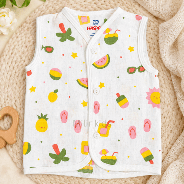 Baby Muslin Jabla Summer Fun Print 100% Cotton Newborn Vest