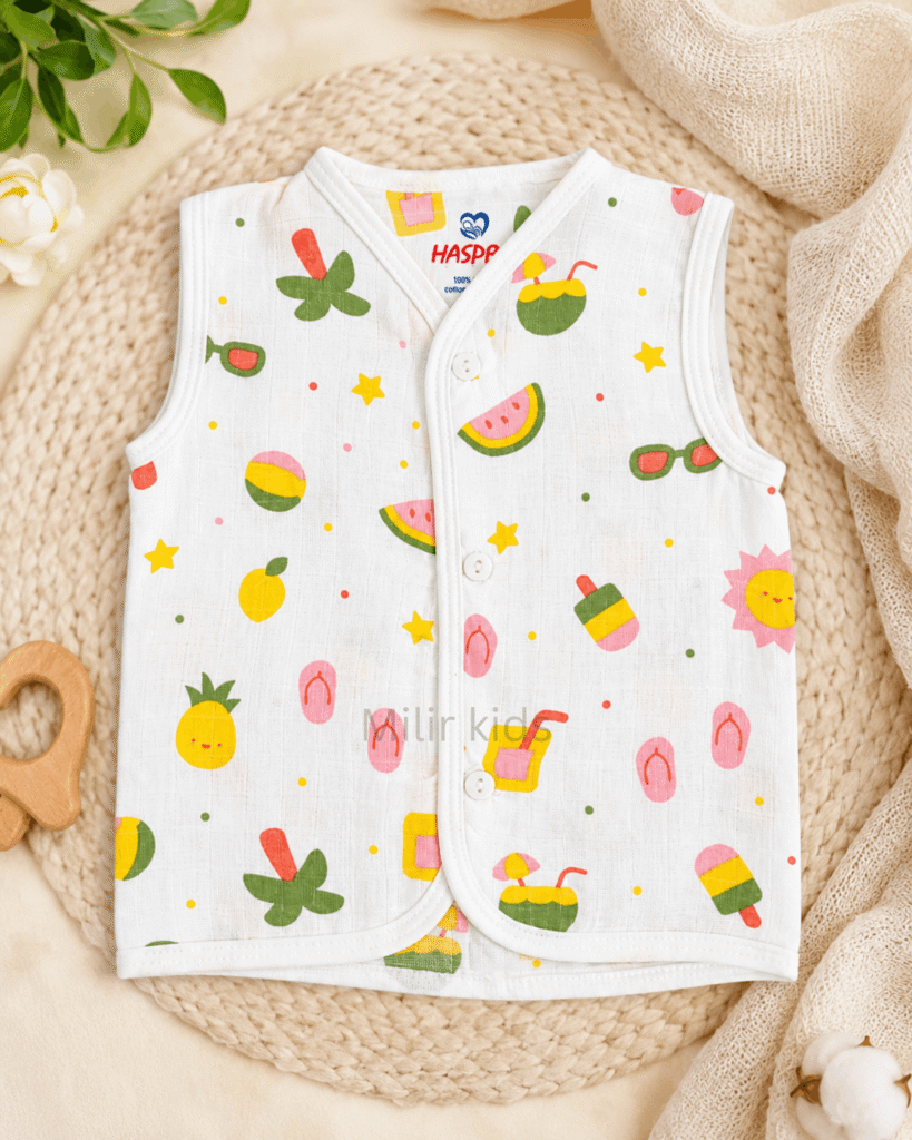 Baby Muslin Jabla Summer Fun Print 100% Cotton Newborn Vest