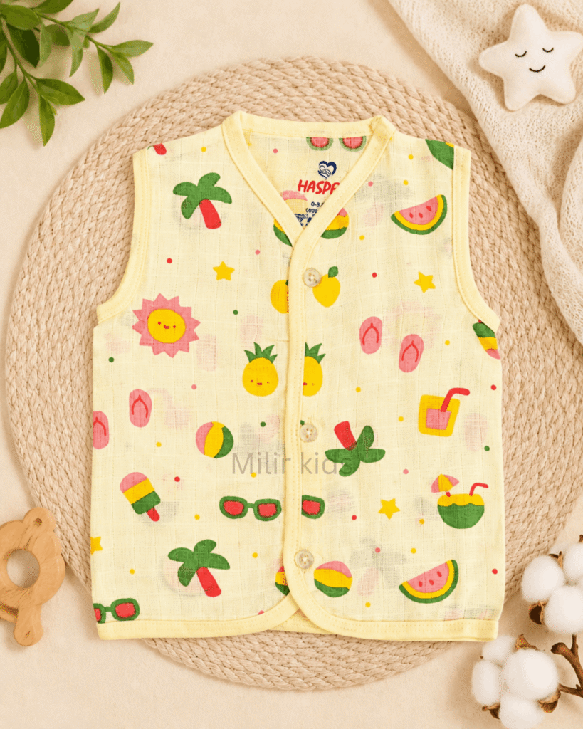 Baby Muslin Jabla Tropical Vibes Print 100% Cotton Newborn Vest
