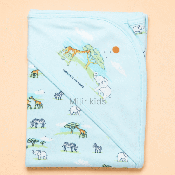 Blue safari hooded towel