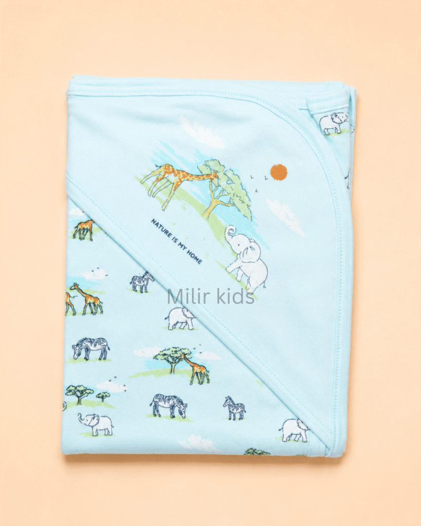Blue safari hooded towel