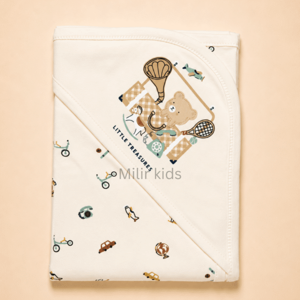 Cream Little Treasures hooded towel