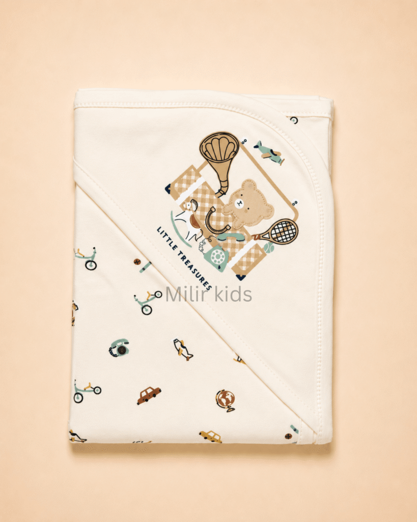 Cream Little Treasures hooded towel