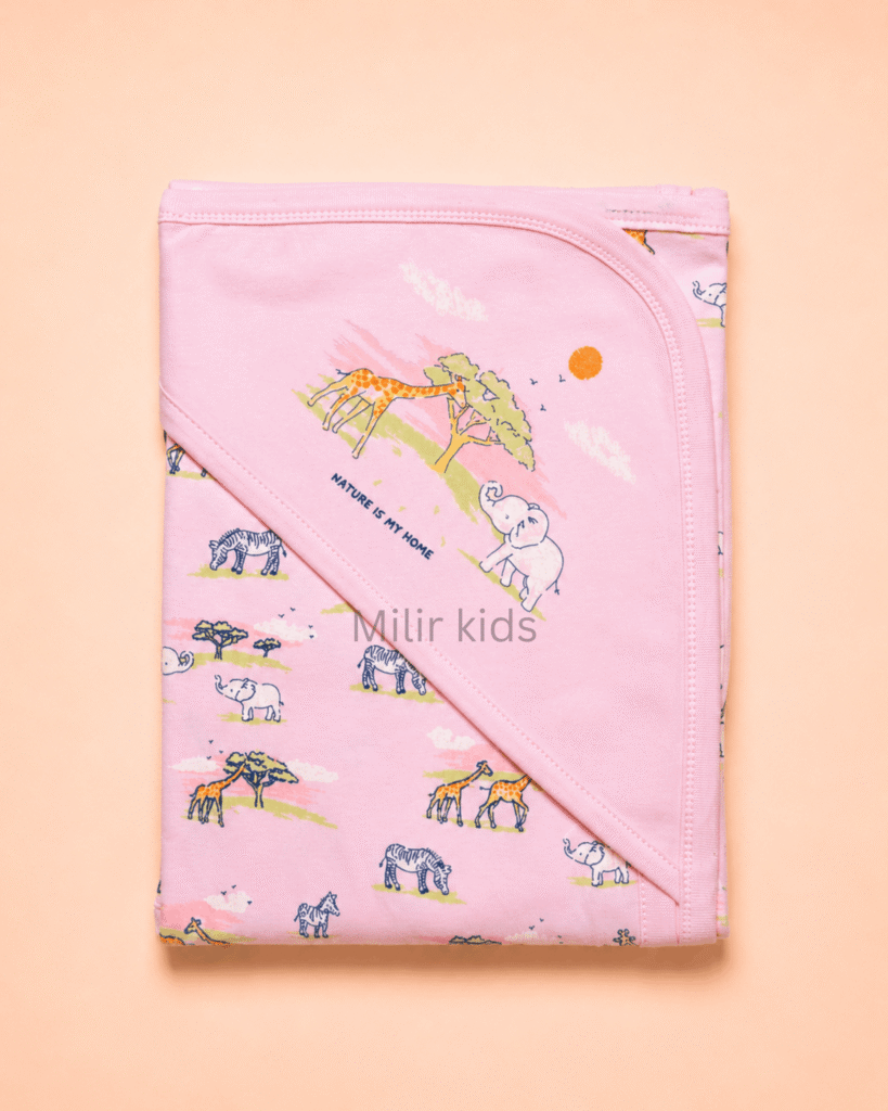 Light Pink safari hooded towel
